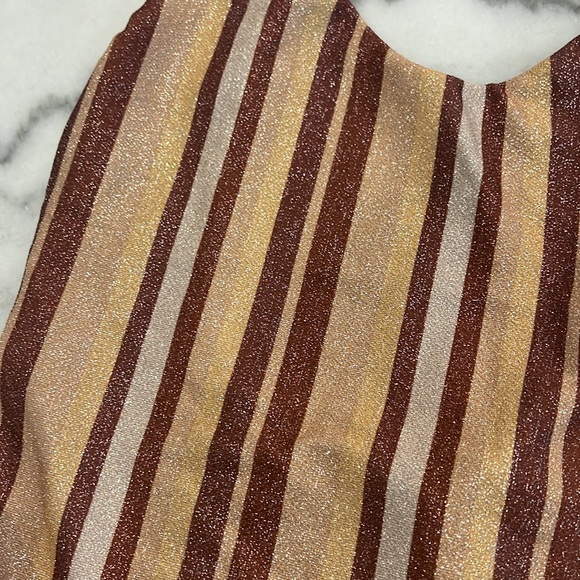 NEW Calzedonia Bikini Set Brown Sheer Striped - Picture 5 of 7